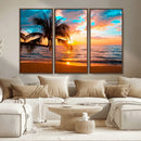 Palm Tree Sunset On The Beach Wall Art Canvas, Framed Palm by MyGreatCanvas | Canvas Wall Art Prints | Photo Prints & Wall Decor