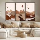 Boho Wall Art Canvas Print Set Mid-Century Prints Bohemian