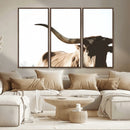 Texas Longhorn Wall Art Canvas Print | 3-Panel Large