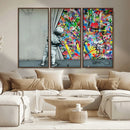 Banksy Colorful Street Graffiti Canvas Wall Art Print, by MyGreatCanvas | Canvas Wall Art Prints | Photo Prints & Wall Decor