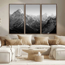 Everest Himalaya Mountain Peaks Black & White Triptych