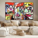 Picasso Style Art Abstract Canvas Wall Art Print , Colorful