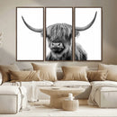 Grayscale Scottish Highland Cow Cattle Art Print Farmhouse by MyGreatCanvas | Canvas Wall Art Prints | Photo Prints & Wall Decor