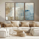 Abstract Blue and Beige Wall Art, Modern Minimalist Canvas