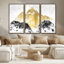 Golden Mountain Triptych Wall Art Canvas Print, Modern