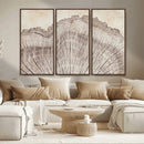 Tree Ring Wall Art Triptych, Rustic Wood Ring Canvas Print,