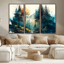 Watercolor Trees Forest Abstract Wall Art Canvas Print,