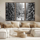 Winter Ski Lift Black and White Canvas Wall Art – Alpine