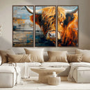 Highland Cow Abstract Canvas Wall Art – Bold Farmhouse
