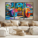 Fitness Gym Barbell Graffiti Wall Art Canvas Print