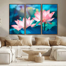 Pink Lotus Flower Canvas Wall Art | Vibrant Floral Wall