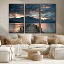 Mountain Lake Wood Pier Canvas Wall Art Nature Lake Print