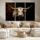 Texas Longhorn Wall Art | 3-Panel Large Texas Longhorn