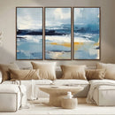 Abstract Ocean Canvas Wall Art - Coastal Blue and Gold