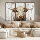 Rustic Longhorn Bull Wall Art Canvas Set – Western-Inspired