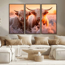 Highland Cows at Sunrise Wall Art Canvas Set – Serene and by MyGreatCanvas | Canvas Wall Art Prints | Photo Prints & Wall Decor