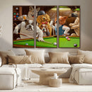 Dogs Playing Pool Canvas Wall Art Funny Gifts Dog Print