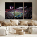 Ben Hill Griffin Stadium Night Game Triple Canvas Wall Art -