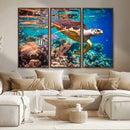 Sea Turtle Wall Art Canvas Print – Vibrant Ocean Coral Reef