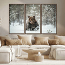 Grizzly Bear Wall Art – Framed Snowy Forest Canvas Artwork, by MyGreatCanvas | Canvas Wall Art Prints | Photo Prints & Wall Decor