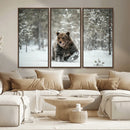 Grizzly Bear Wall Art – Framed Snowy Forest Canvas Artwork, by MyGreatCanvas | Canvas Wall Art Prints | Photo Prints & Wall Decor