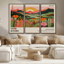Framed Yayoi Kusama Print, Vibrant Floral Mountain Art
