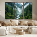 Mountain Forest River Canvas Wall Art Print - Serene Nature