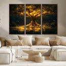 Golden Tree of Life Canvas Wall Art Print - Majestic Glowing