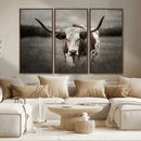 Texas Longhorn Cow Canvas Wall Art Print - Large Rustic