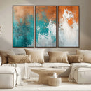Vintage Abstract Print - Bold Teal and Orange Canvas Wall