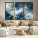 Large Abstract Print - Luxe Blue and Gold Abstract Canvas