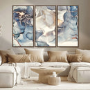 Abstract Blue and Gold Canvas Wall Art - Fluid Modern Ink
