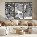 Black White Abstract Canvas Wall Art - Fluid Ink Artwork -