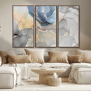 Large Abstract Blue and Gold Canvas Wall Art | Fluid Ink