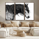 Black Horse Wall Art Canvas Print – Elegant Farmhouse Decor