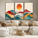 Southwest Mountain Wall Art Canvas Print – Boho Triptych