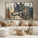 Rustic Wolf Wall Art Canvas Print – Vintage Woodland