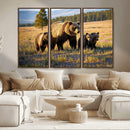 Grizzly Bear Family Wall Art Canvas Print – Majestic