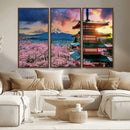 Mount Fuji Cherry Blossom Wall Art Canvas Print – Framed