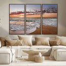 Ocean Sunset Wall Art Canvas Print – Framed Sandy Shore