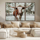 Texas Longhorn Wall Art Canvas Print – Framed Spotted Bull