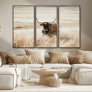 Texas Longhorn Wall Art Canvas Print – Framed Brown Horned