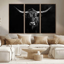 Texas Longhorn Wall Art Canvas Print – Framed Monochrome by MyGreatCanvas | Canvas Wall Art Prints | Photo Prints & Wall Decor