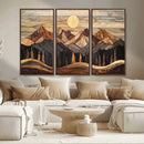 Wood Mountain Wall Art Canvas Print – Framed Boho Abstract