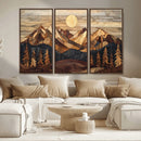 Wood Mountain Landscape Wall Art Canvas Print – Framed