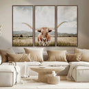 Texas Longhorn Wall Art Canvas Print – Framed Western Cow