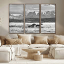 Wild Horses Wall Art – Framed Black White Mountain Canvas by MyGreatCanvas | Canvas Wall Art Prints | Photo Prints & Wall Decor