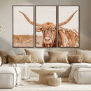 Longhorn Bull Wall Art Canvas Print – Framed Western Cow