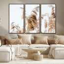 Pampas Grass Wall Art Canvas Print – Framed Neutral Tones