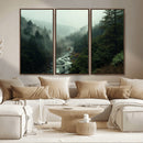 Misty Forest Wall Art Canvas Print – Framed Foggy River
